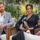 In this handout image provided by Harpo Productions and released on March 5, 2021, Oprah Winfrey interviews Prince Harry and Meghan Markle